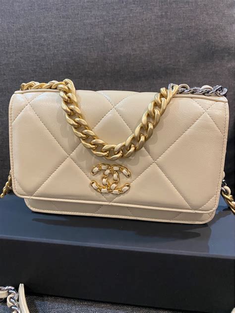 chanel 19s woc in beige leather|used Chanel wallets.